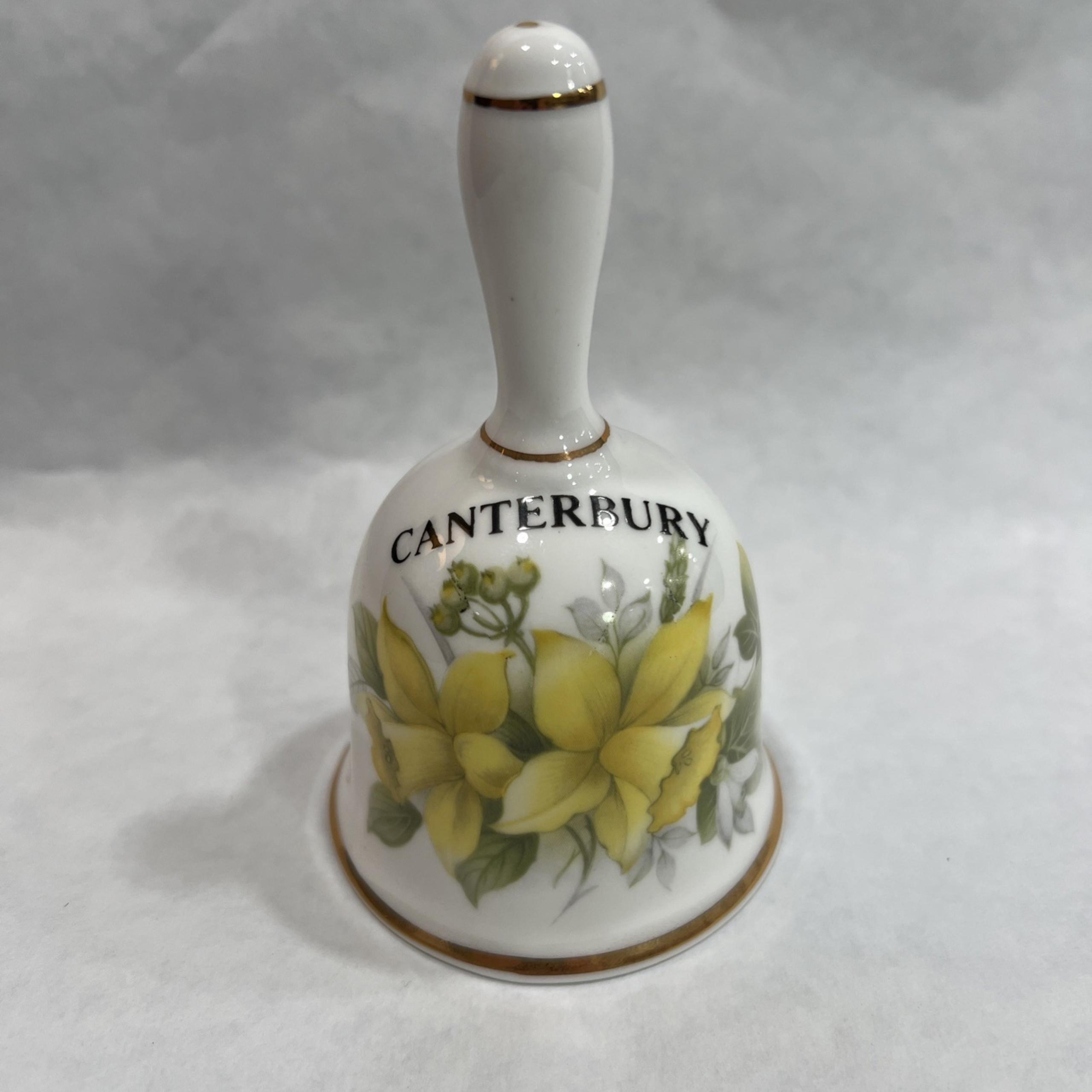 Vintage Bone China Bell With Yellow Wildflowers Primroses "Canterbury" England.