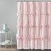 Peach Ruffle Shower Curtain, Vintage Handcrafted Bow Tie Bath Curtain
