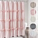 Peach Ruffle Shower Curtain, Vintage Handcrafted Bow Tie Bath Curtain