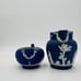 Antique Wedgwood Dipped Blue Pitchers England Jug Creamer Embossed Small