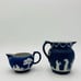 Antique Wedgwood Dipped Blue Pitchers England Jug Creamer Embossed Small