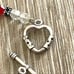 Red lamp work bead bracelet with silver and Swarovski crystals