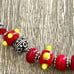 Red lamp work bead bracelet with silver and Swarovski crystals