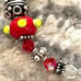 Red lamp work bead bracelet with silver and Swarovski crystals