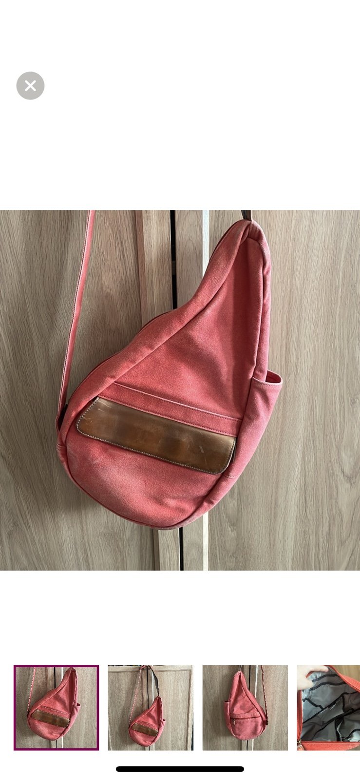 LL Bean AmeriBag Healthy Bag Back Pack Sling Shoulder Bag 17” Canvas Leather