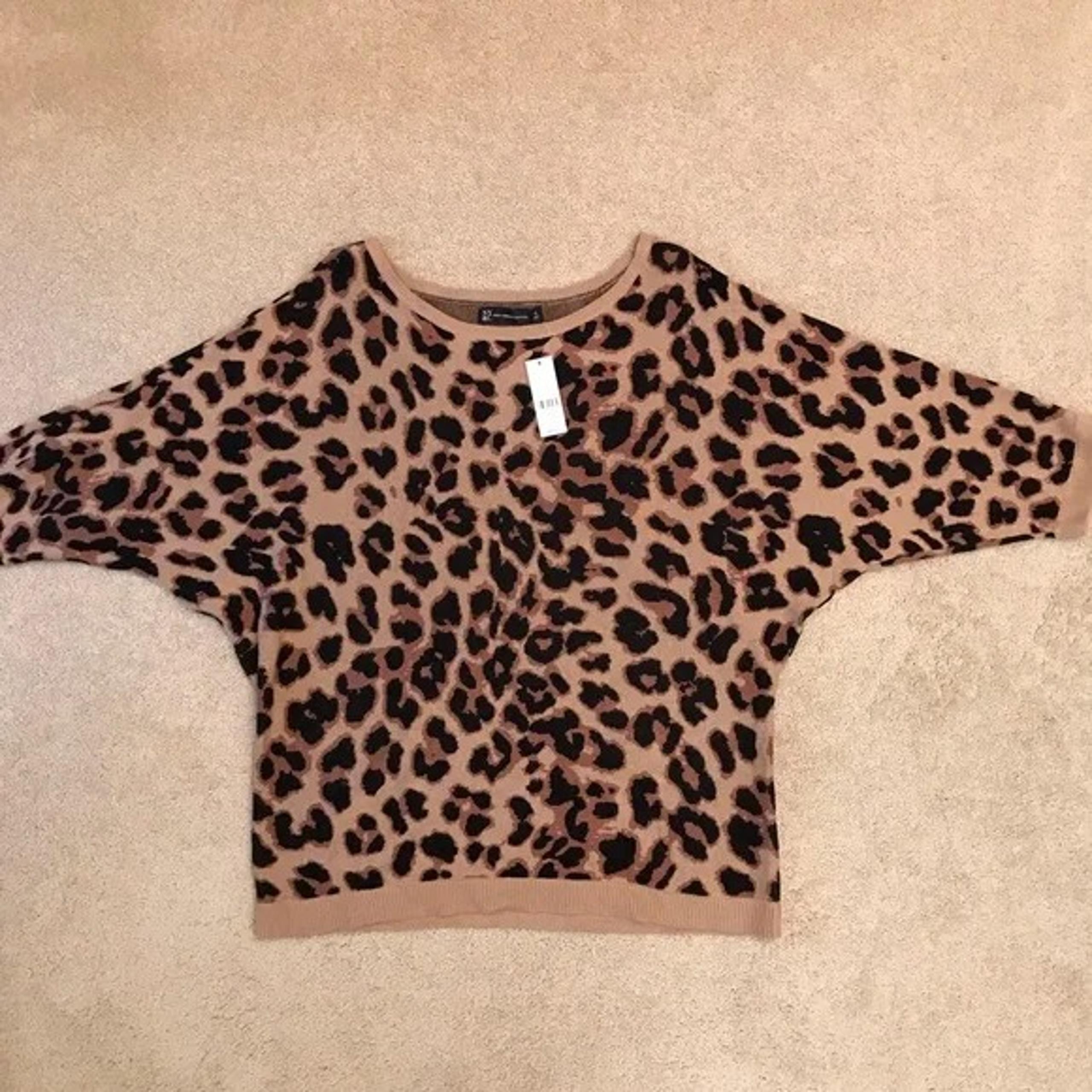 NYC Dolman Sweater NEW Womens XL Leopard Cheetah Tan Black Lightweight Knit