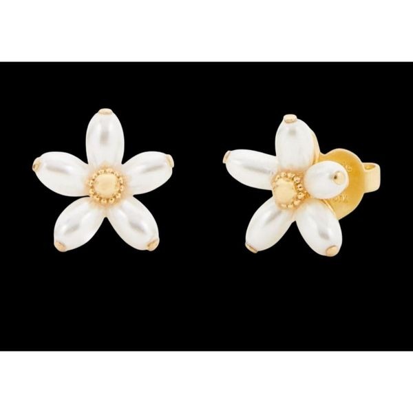 ◇Hei◇ cute flower pearl earring [正規品/関税込] Amazon.com: Cualque White Pearl Flower Drop Earrings 925