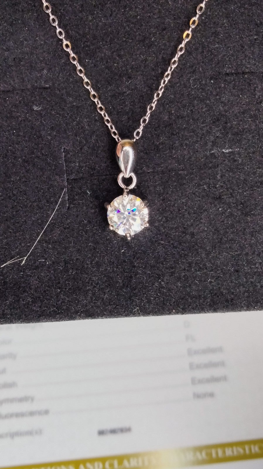 Moissanite round one carat lab grown diamond pendant necklace