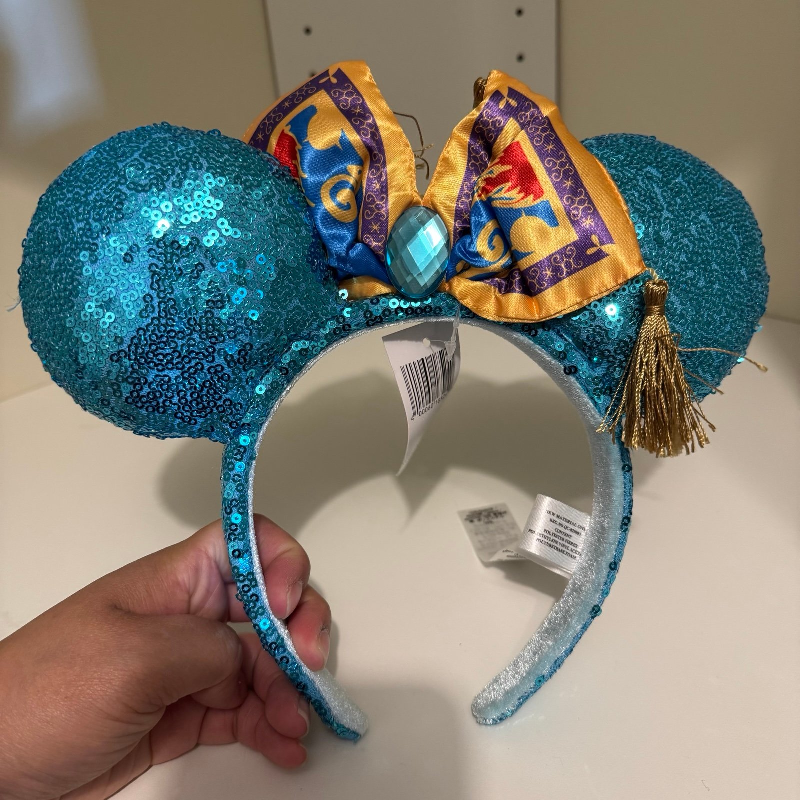 Disneyland Resort Princess Jasmine Shanghai Blue Minnie Mouse Bow ears Headband