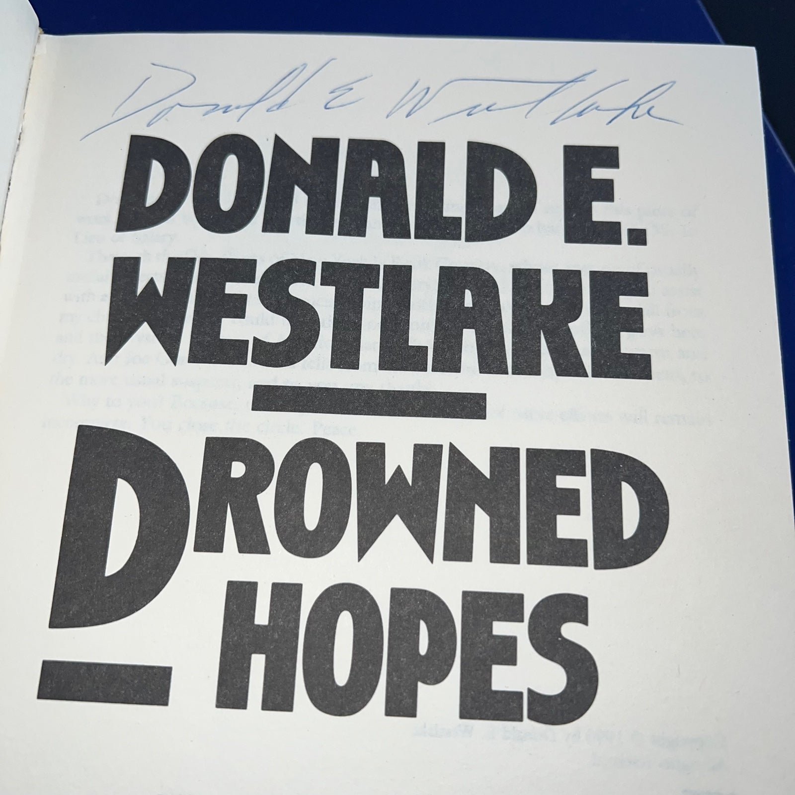 DROWNED HOPES SIGNED DONALD WESTLAKE