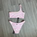 Zebra punch bathing suit top with cheeky bottom set.