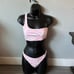 Zebra punch bathing suit top with cheeky bottom set.