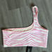 Zebra punch bathing suit top with cheeky bottom set.
