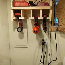 Cordless Tool Holder for Drill, Impact, Garage Storage Rack, Wood Shelf Organize