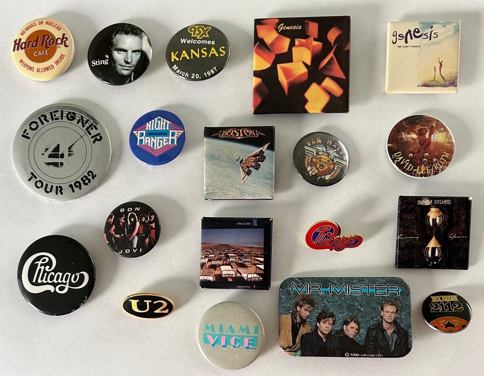 LOT of Vintage Band Buttons and Pins