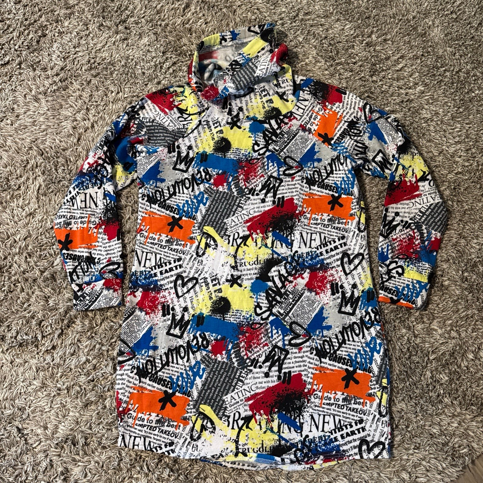 Almost Famous Hoodie Sweater Dress XL Graffiti Paint Splash Streetwear