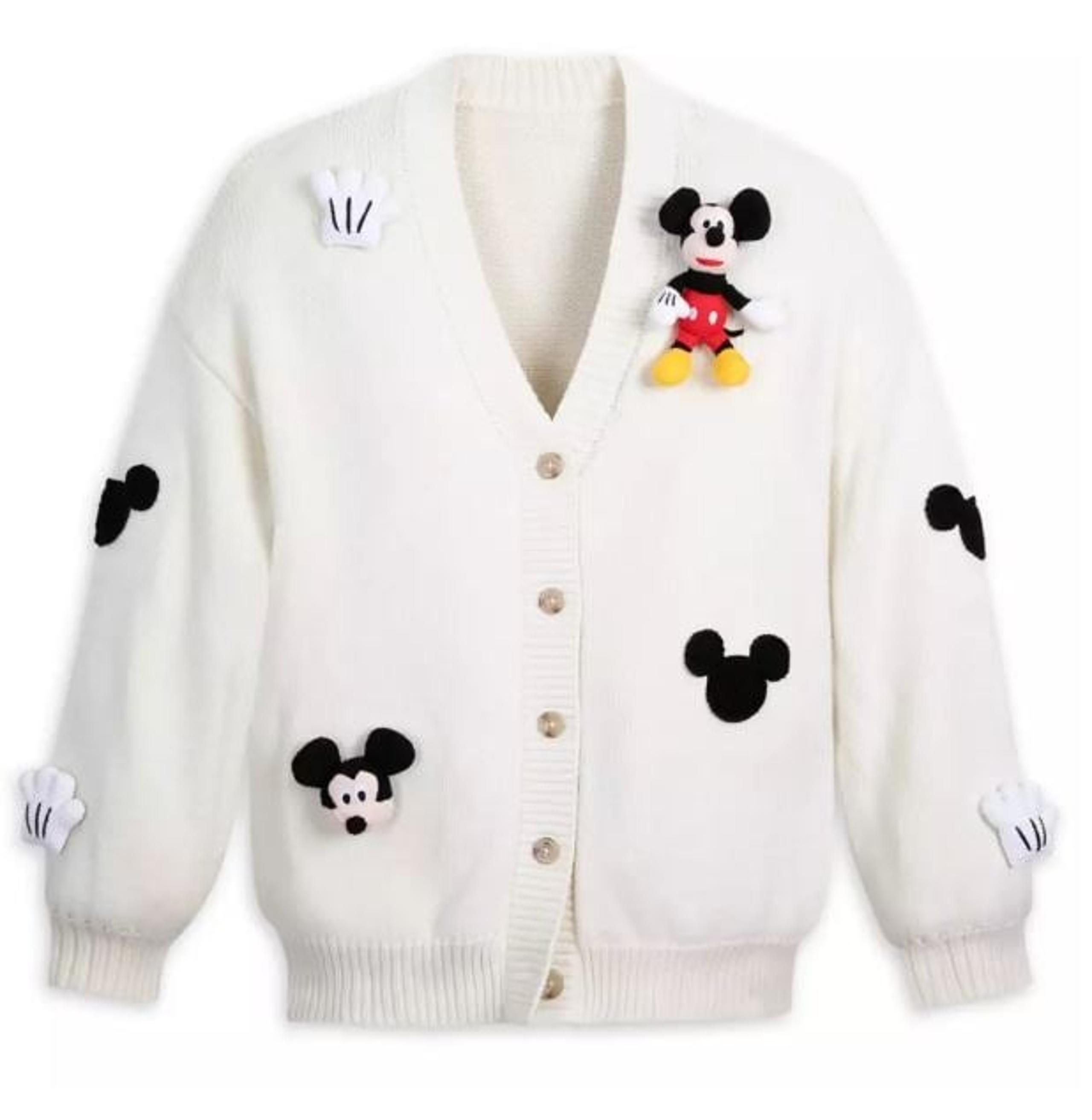 Disney Parks Mickey Mouse Cardigan Sweater with Plush Appliqué for Women (LARGE)