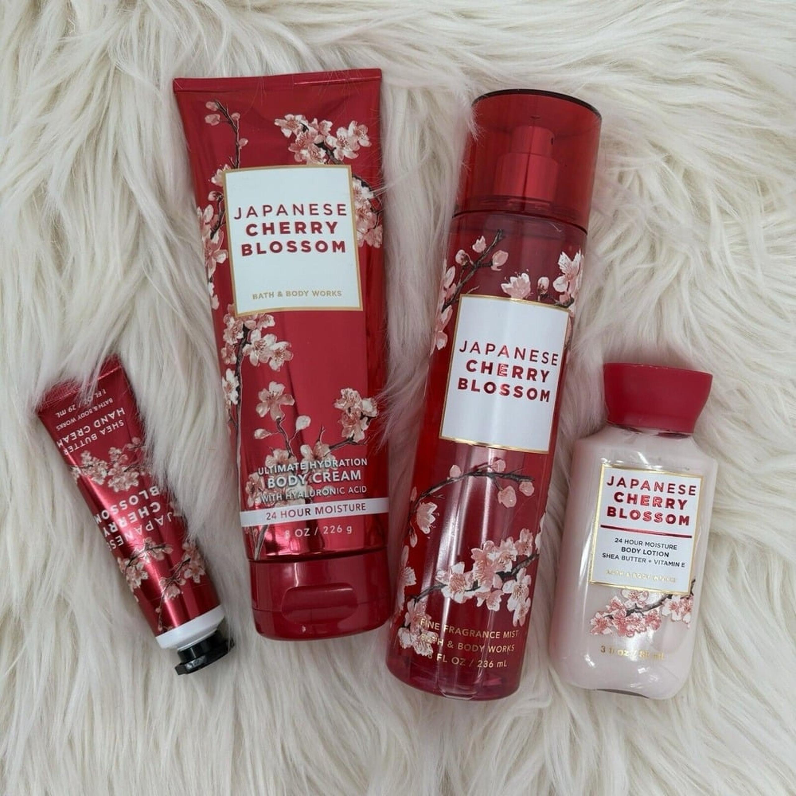 4 Bath & Body Works Japanese Cherry Blossom Fine Fragrance Mist Lotion Set NEW