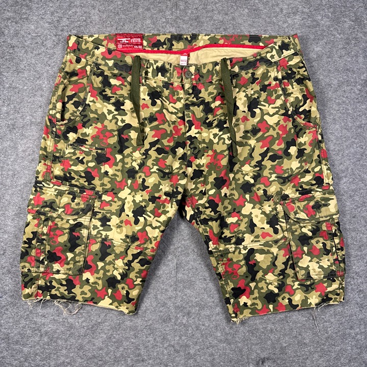 Jordan Craig Shorts Mens 44/45 Camo Cargo Green Red Camouflage Cut Off