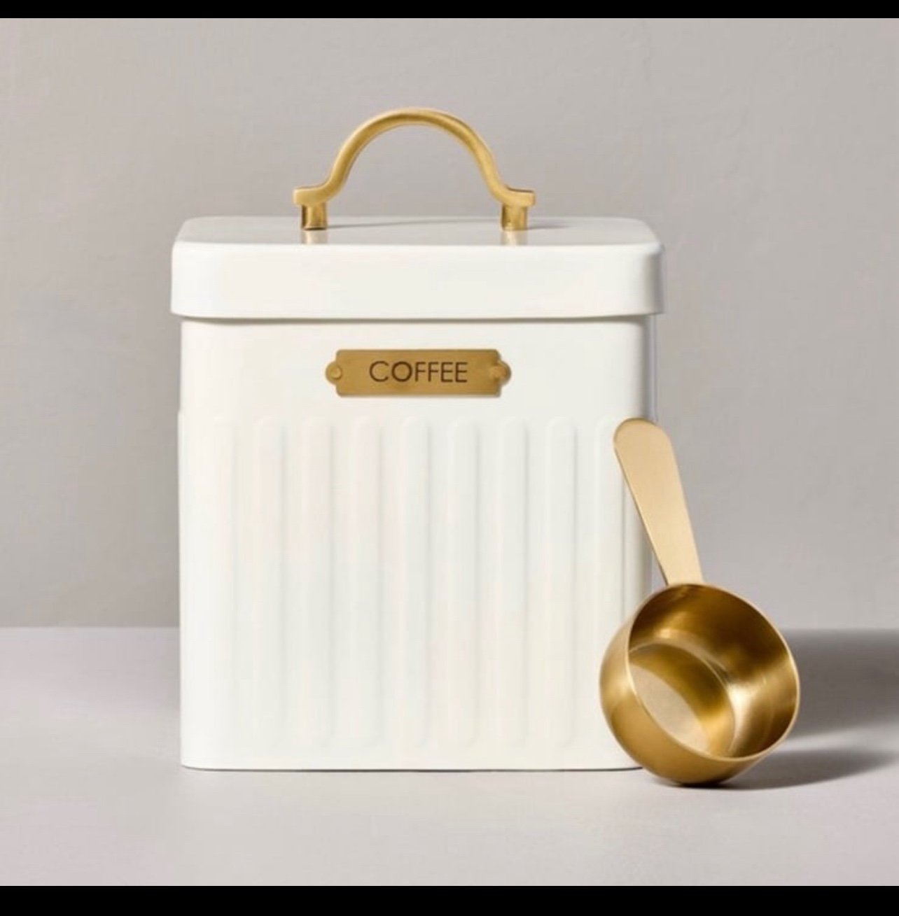 Metal Coffee Tin with Scooper Cream/Brass - Hearth & Hand™ with Magnolia