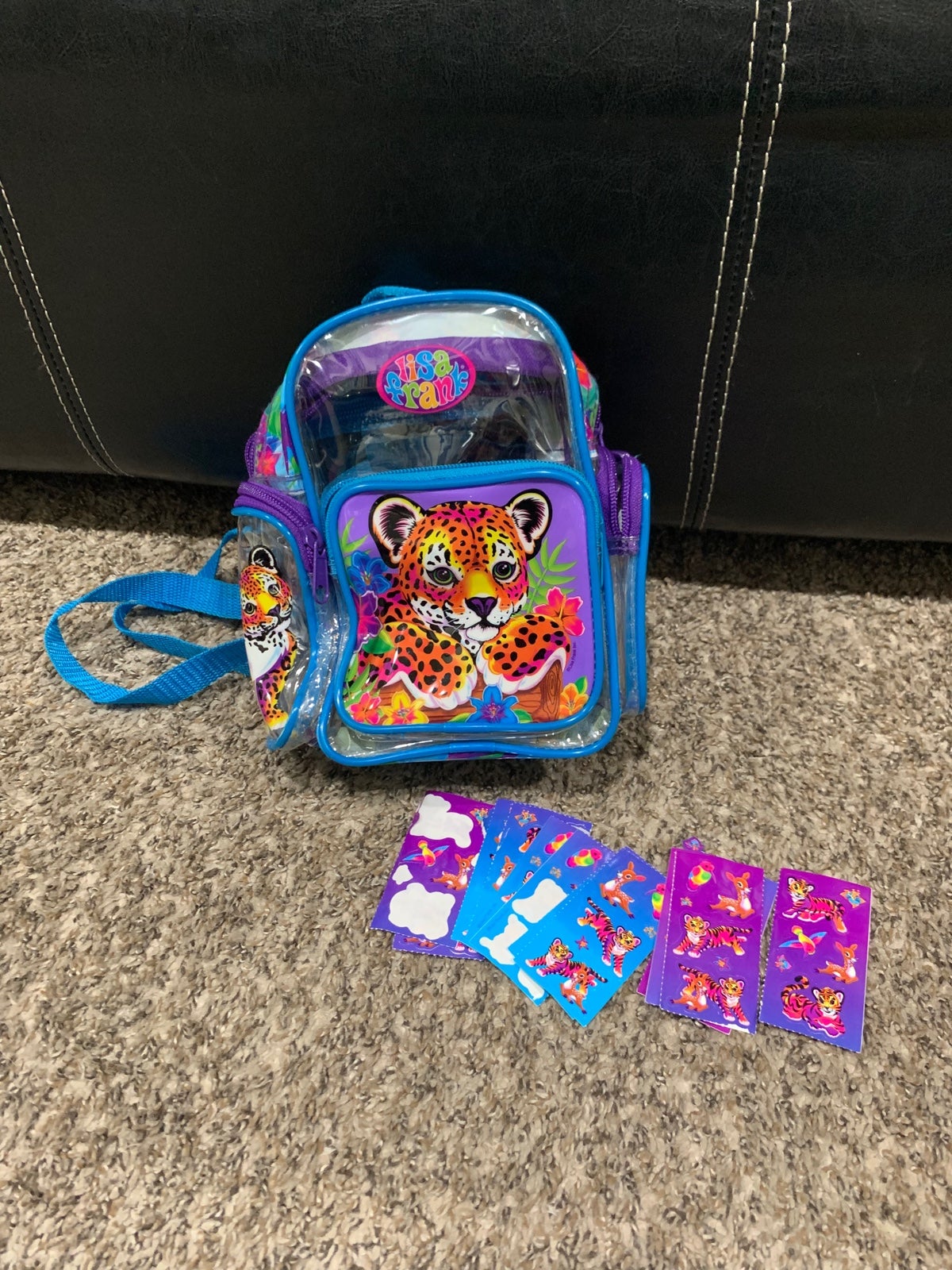 Lisa Frank Clear Cheetah Mini Backpack Extremely Rare HTF Blue