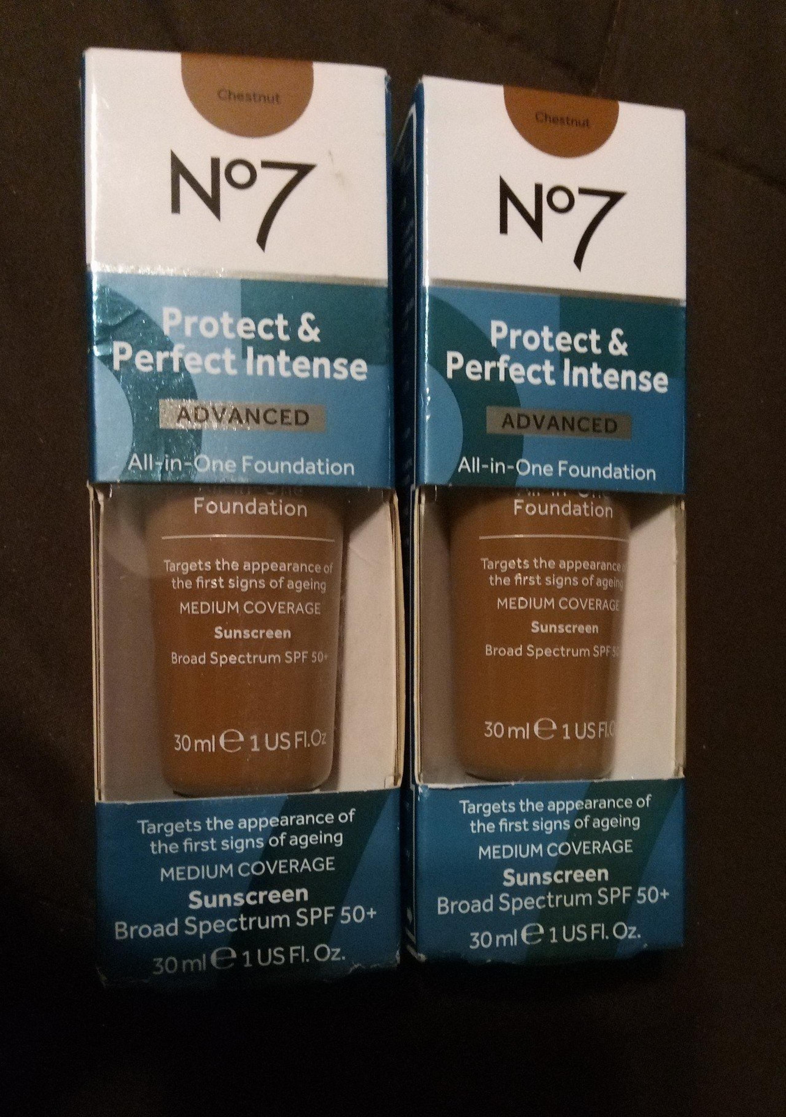 No7 Protect & Perfect Intense Foundation shade Chestnut (2 Boxes)