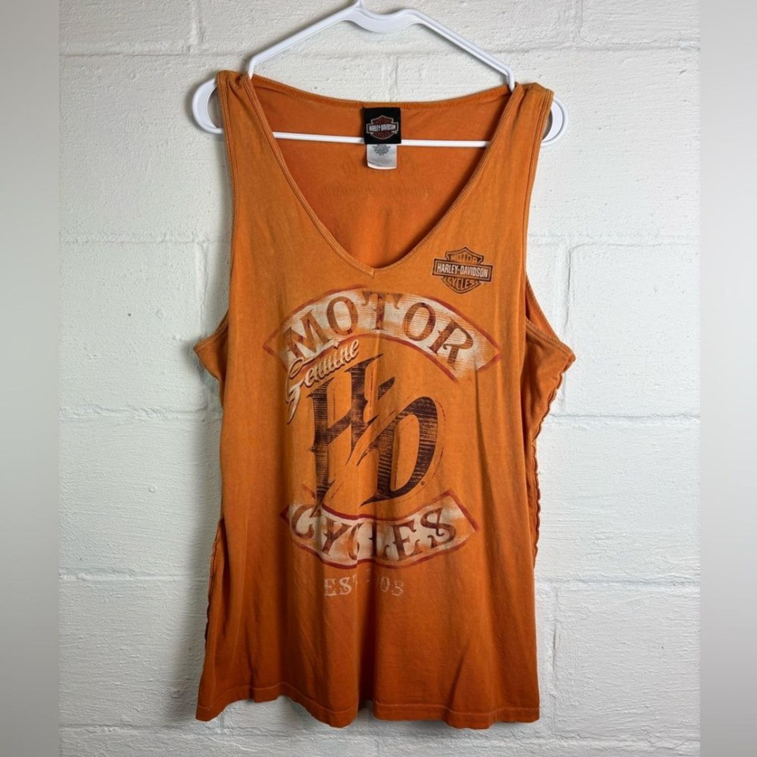 Harley Davidson Men’s Orange Indie Sleeze Casual Tank Top Orlando Florida Sz XL