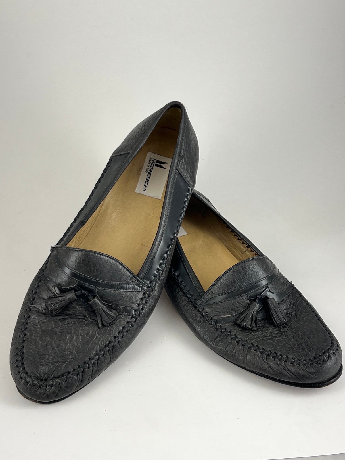 Men's Moreschi Italian leather tassel grey loafer's size 10.5 men's