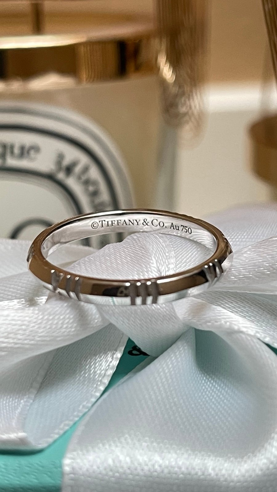Tiffany & Co. Atlas X Closed Narrow Band Ring in White Gold size 10 NEW 1600