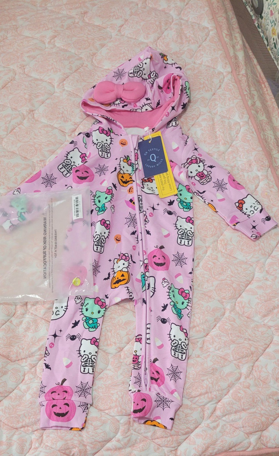 Hello Kitty Halloween PINK Bamboo Hoodie Romper