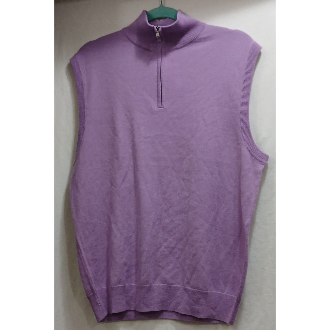 Polo Ralph Lauren Golf Merino Wool Half Zip Mockneck Vest Medium Purple Note NWT