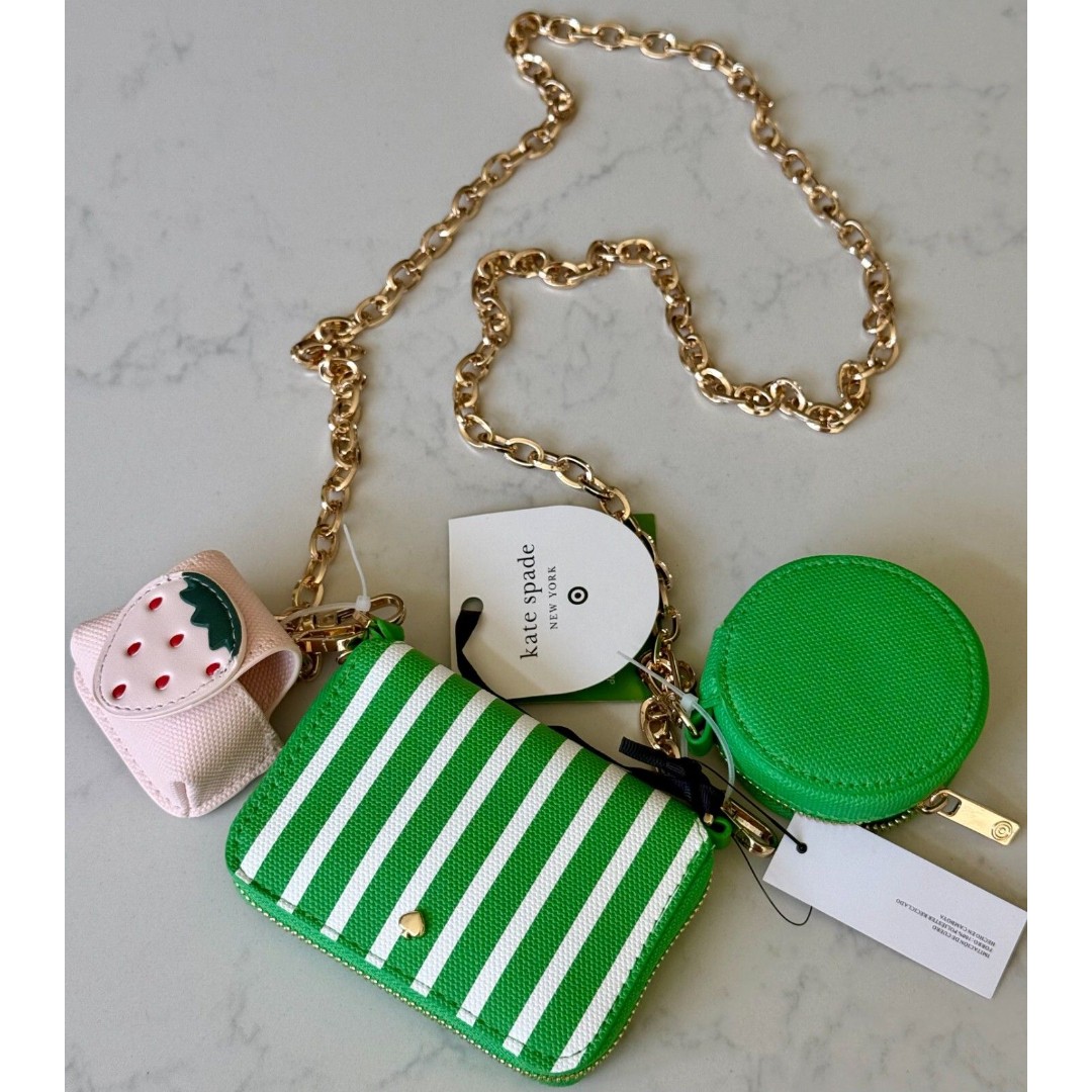Kate Spade Target Mini Crossbody Bag Purse Stripe Strawberry