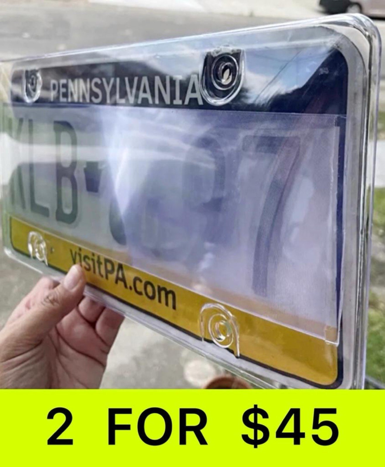 2 PACK GRAY LICENSE PLATE BUBBLE COVER TAG FRAME WITH LENS