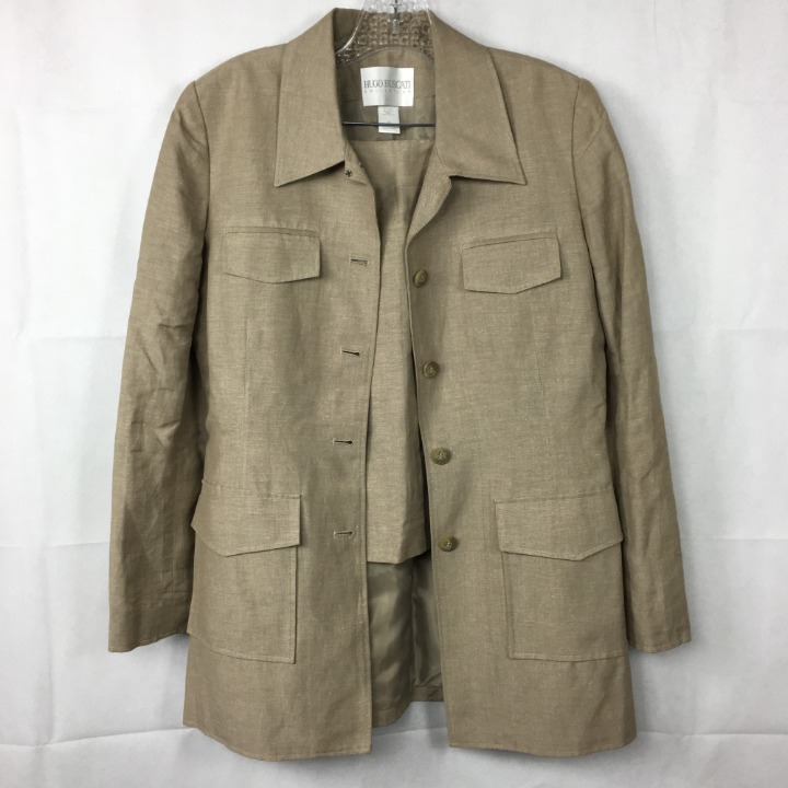 Hugo Buscati Beige Linen Skirt Suit 10