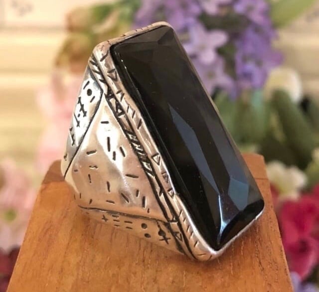 Silpada Sterling Silver Onyx Black Tie Ring Size 7