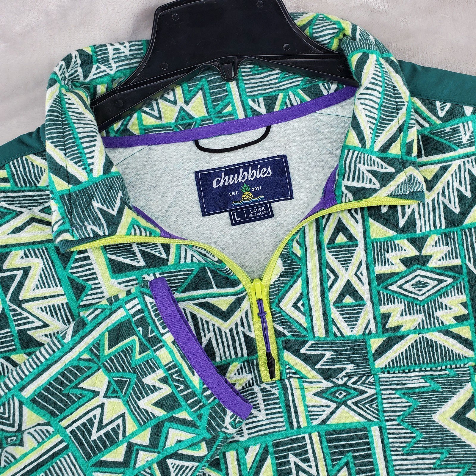 Chubbies Quilted Quarter Zip The Zazzle Green Jacket Mens