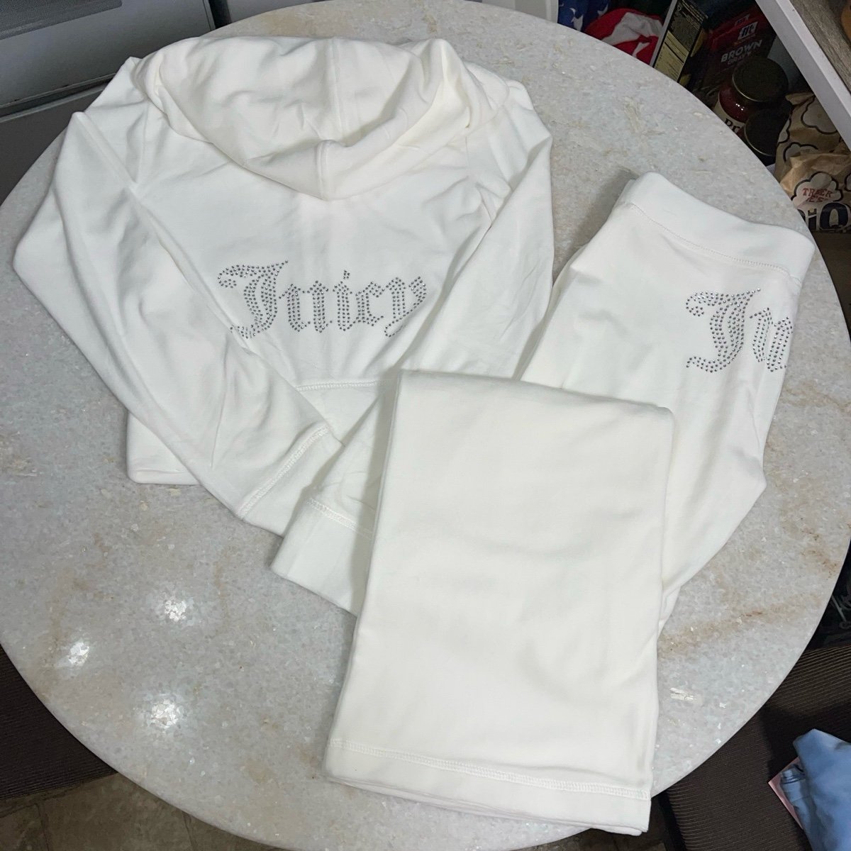 Juicy Couture y2k cream soda velour rhinestone bling tracksuit size xs