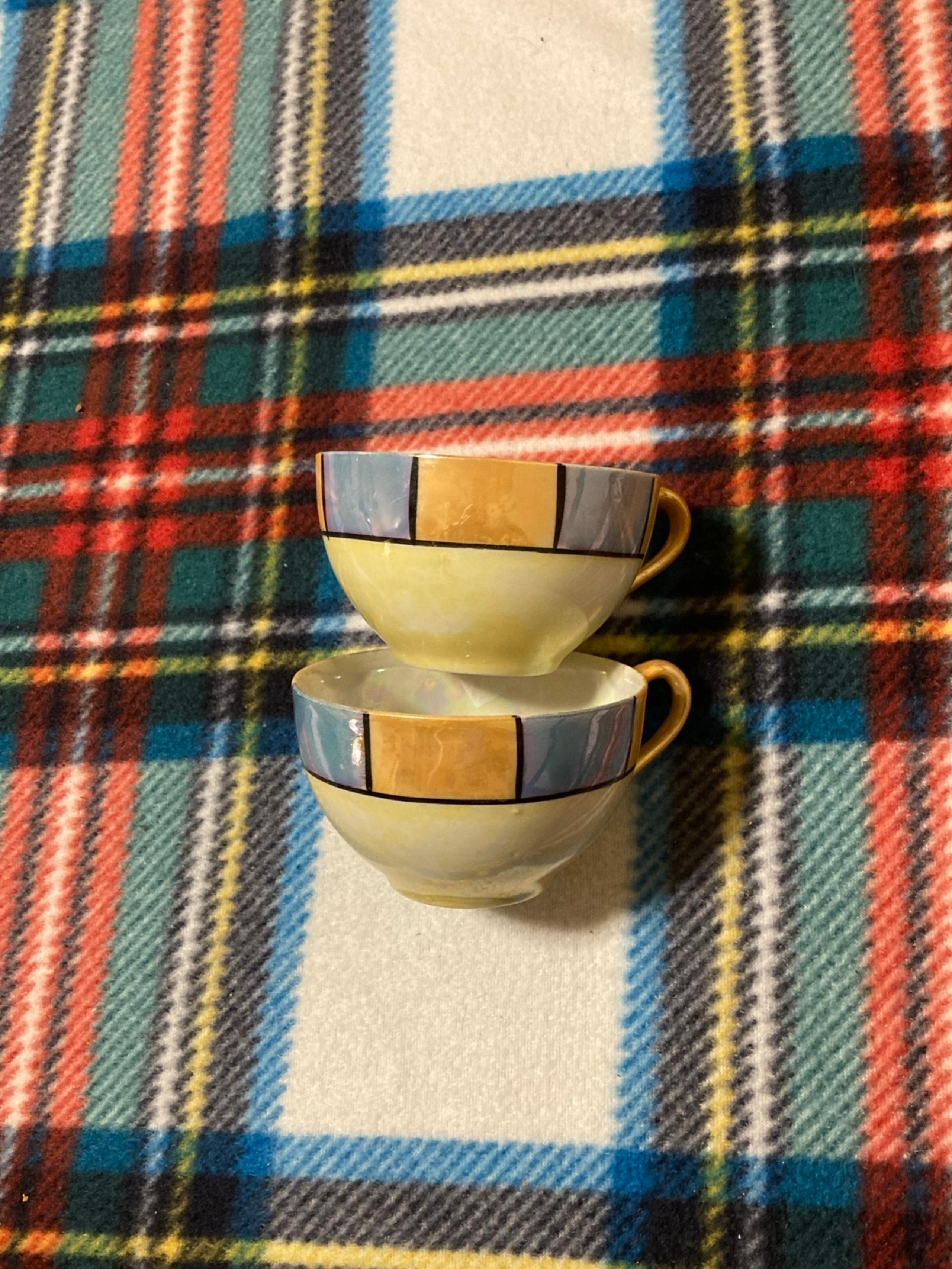Pair of 2 vintage lusterware made in japan porcelain tea cups!