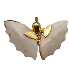 White enamel and gold toned butterfly brooch