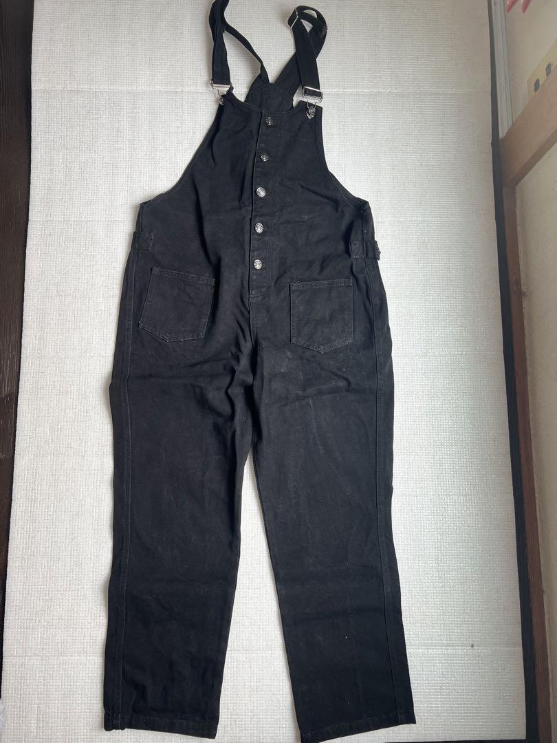 Black denim overalls