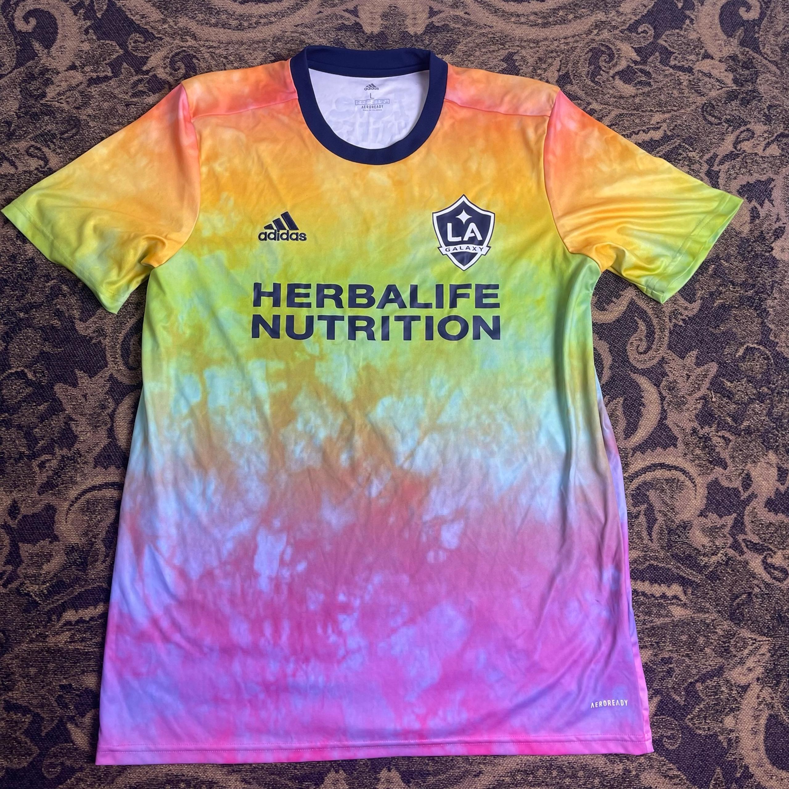 MLS LA Galaxy 2021 Adidas Aeroready Pride Jersey Men's Size L Love Unites