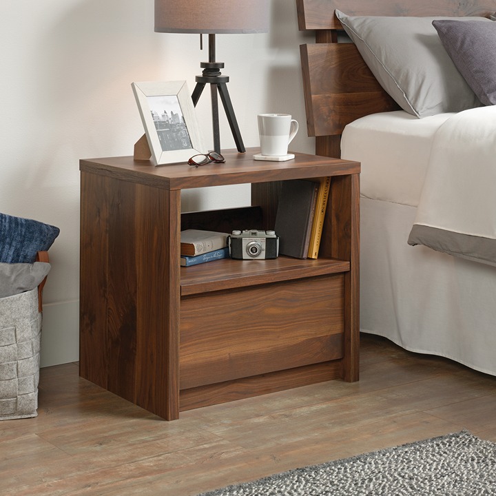 NEW Vintage Walnut Finish Nightstand with Drawer