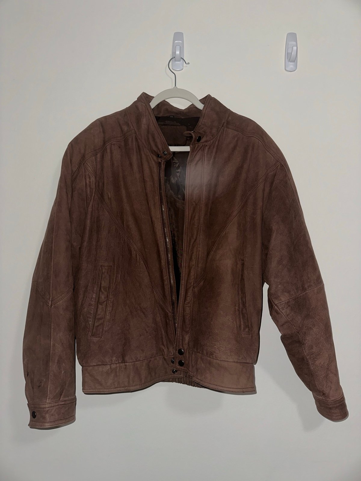 Leather bomber jacket