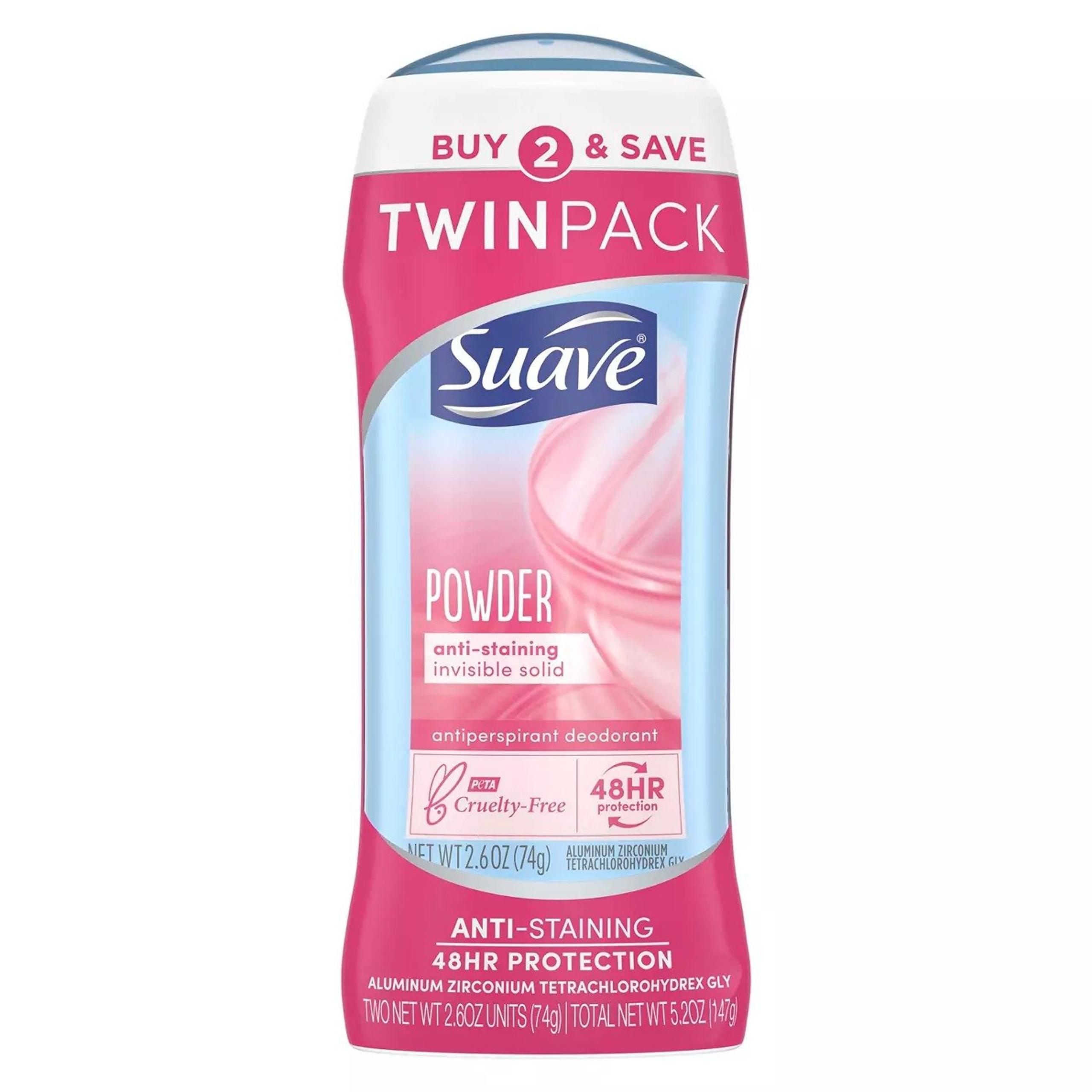 2pk Suave Invisible Solid Powder 24 Hr Protection Antiperspirant Deodorant Stick