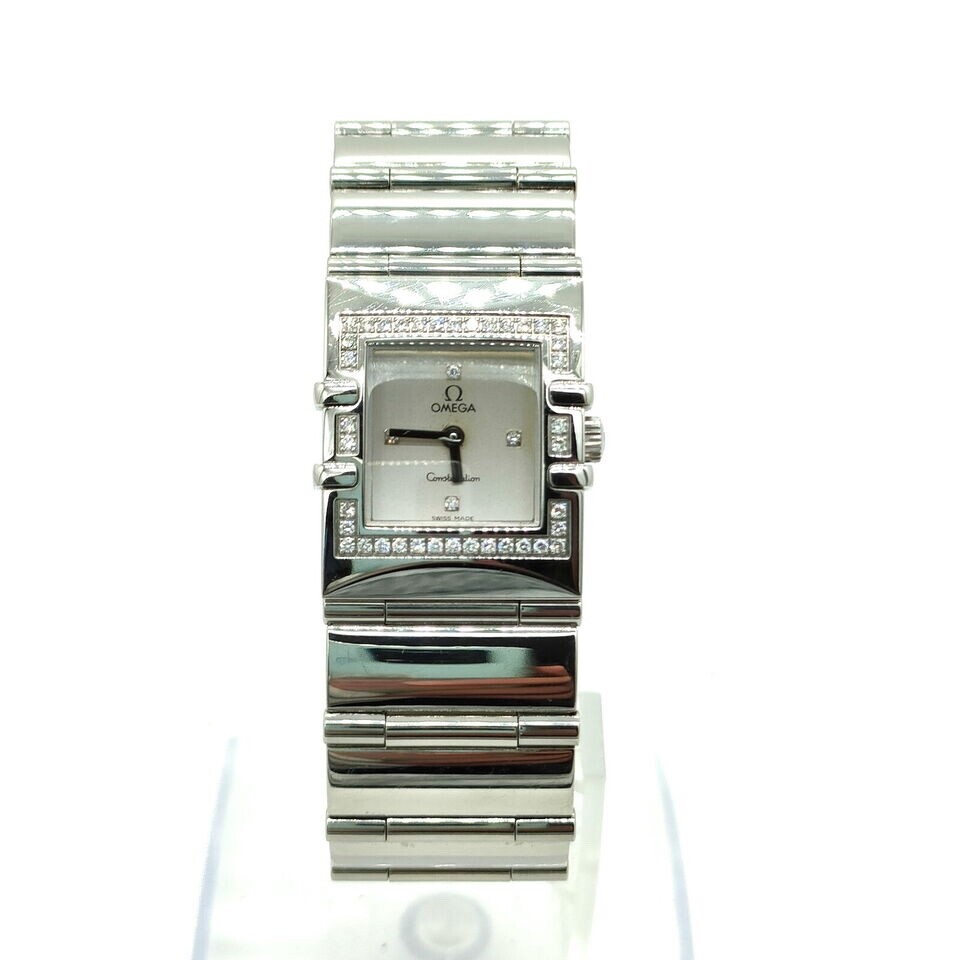 Omega 1528.36 Women’s Quartz Watch – 19mm Square Stainless Steel | Silver Di