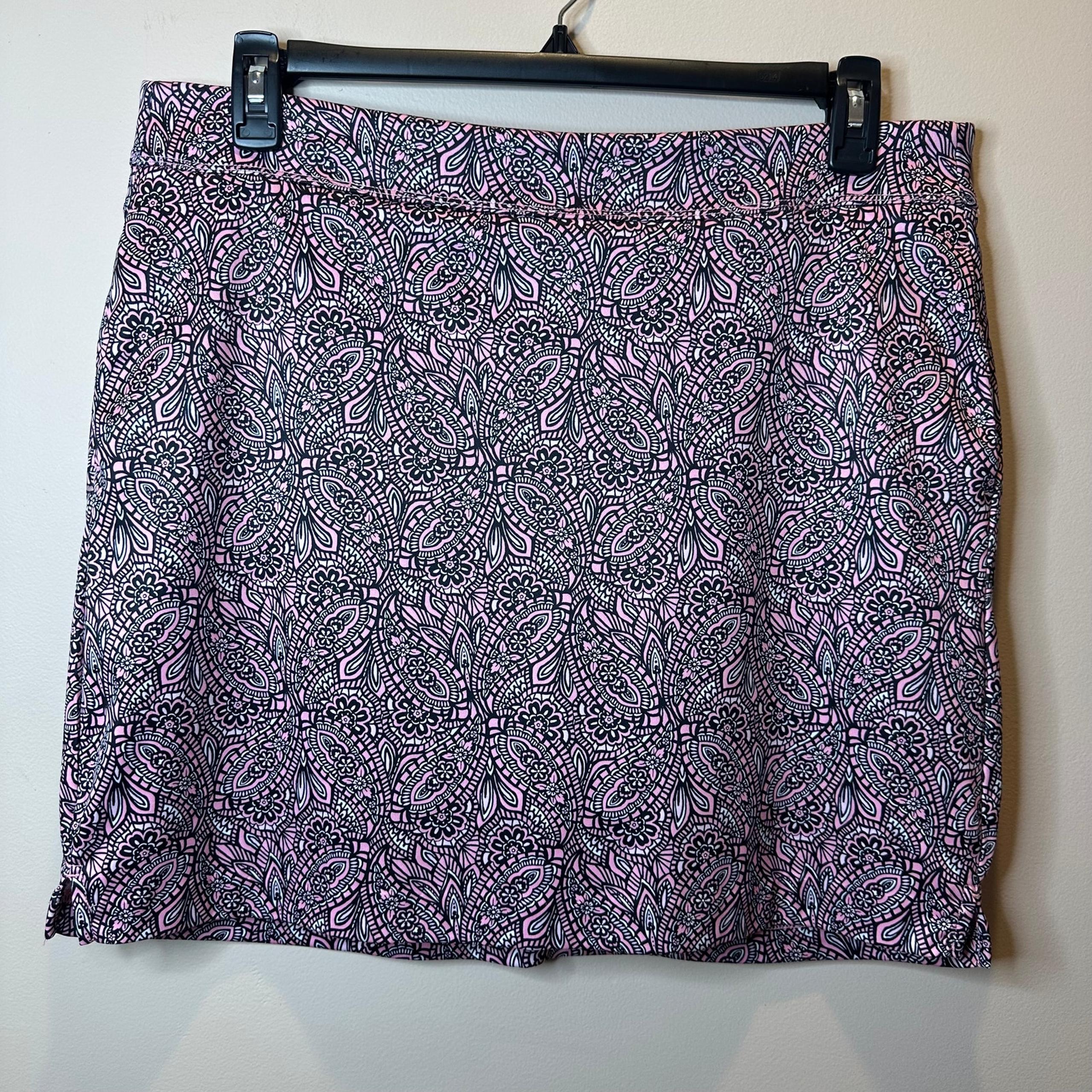 Greg Norman Pink Paisley Athletic Golf Skort Skirt Pockets Womens Size Medium M