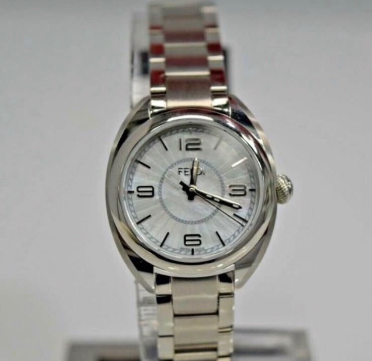 Fendi watch Momento Small Stainless Steel White Quartz Mop Watch Women