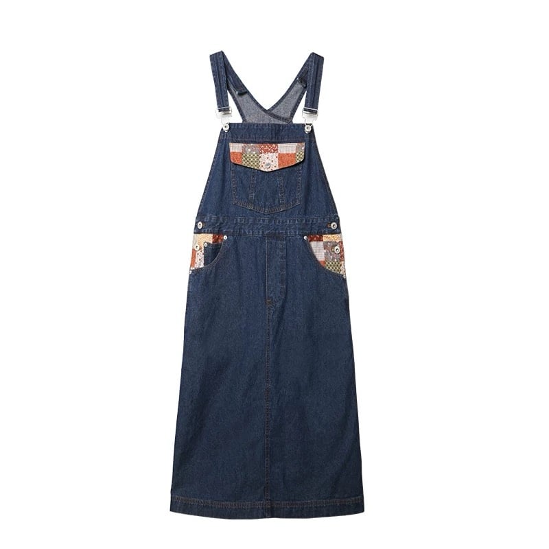 Denim overall maxi dress, size small, dark blue