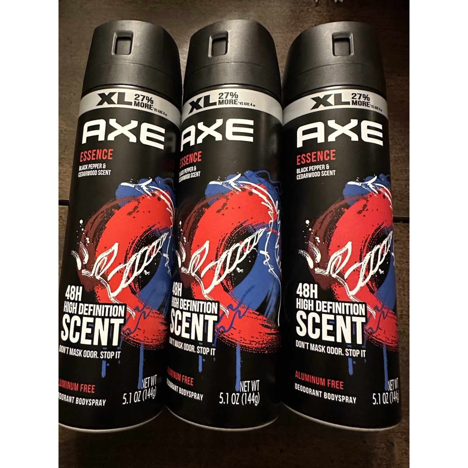 Lot of 3 AXE Essence Deodorant Body Spray 48 Hour Protection XL 5.1 oz Each