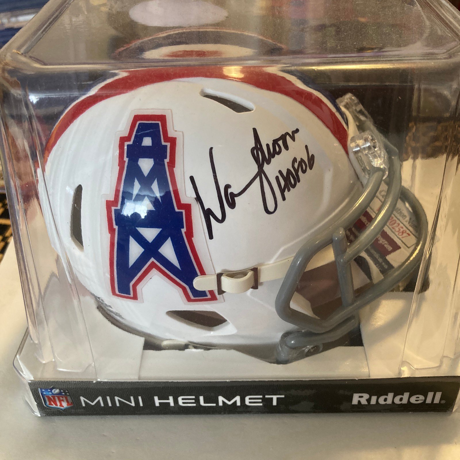 Warren Moon auto Houston Oilers mini helmet
